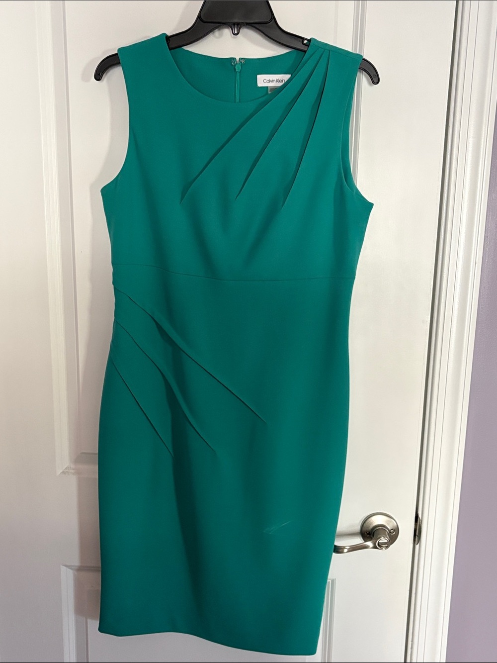 Calvin Klein Teal Pleated Sheath Midi Dress